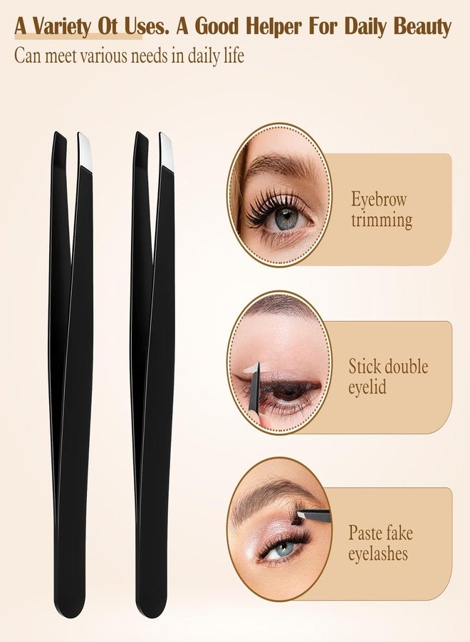 Styquenzer ملاقط للحواجب، مجموعة من 12 قطعة من ملاقط الحواجب المصنوعة من الفولاذ المقاوم للصدأ ذات الطرف المائل، ملاقط حواجب بالجملة للنساء والرجال، لون أسود - Image 5